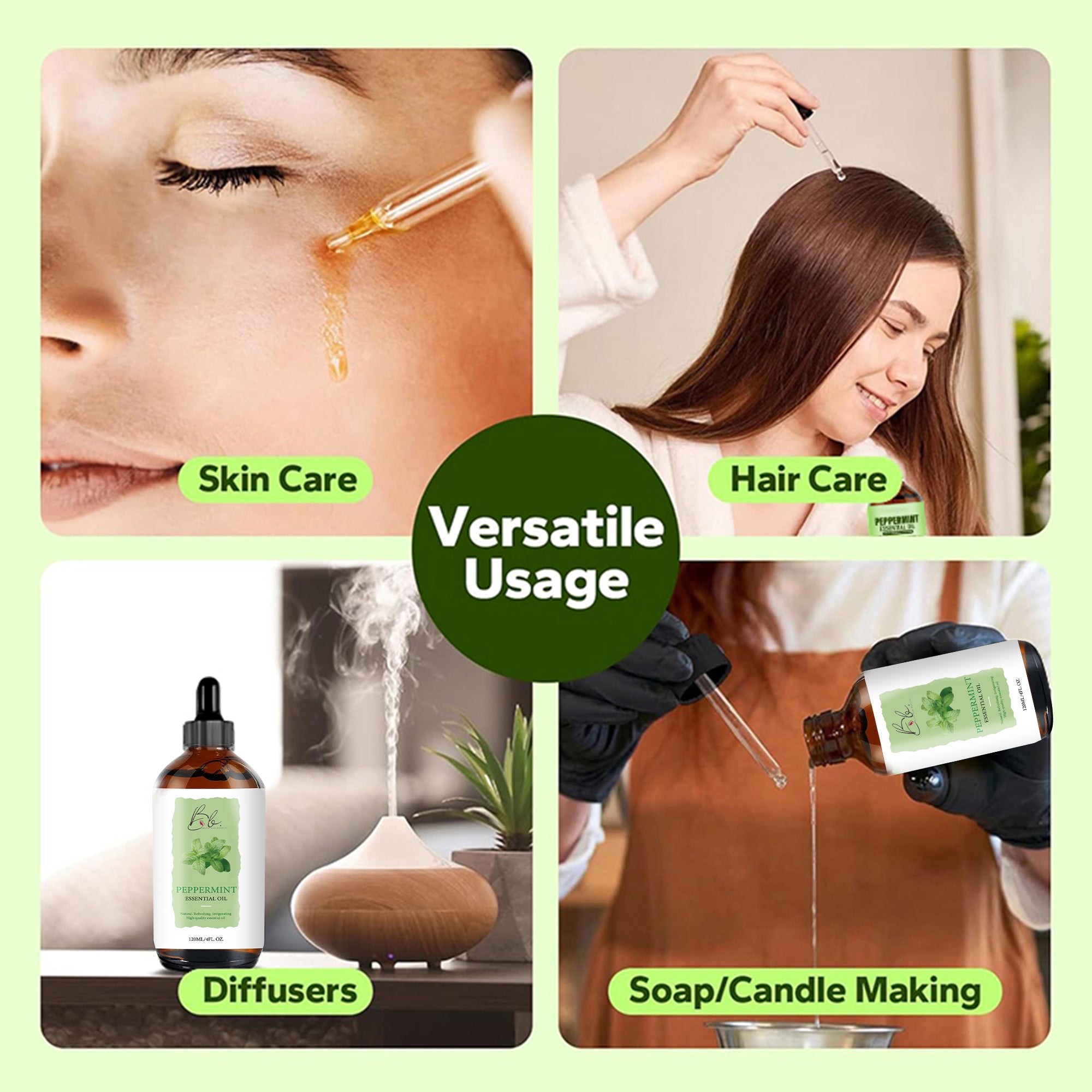 Peppermint Essential Oil 4oz – Pure Aromatherapy, Massage & Hair Oil | Blusheva Beauty