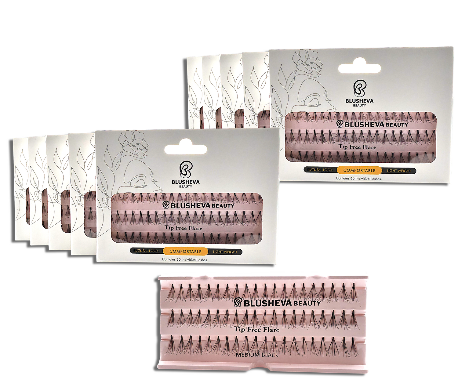 Individual Cluster False Eyelashes – 10 Pack Professional Salon Lash Extensions
