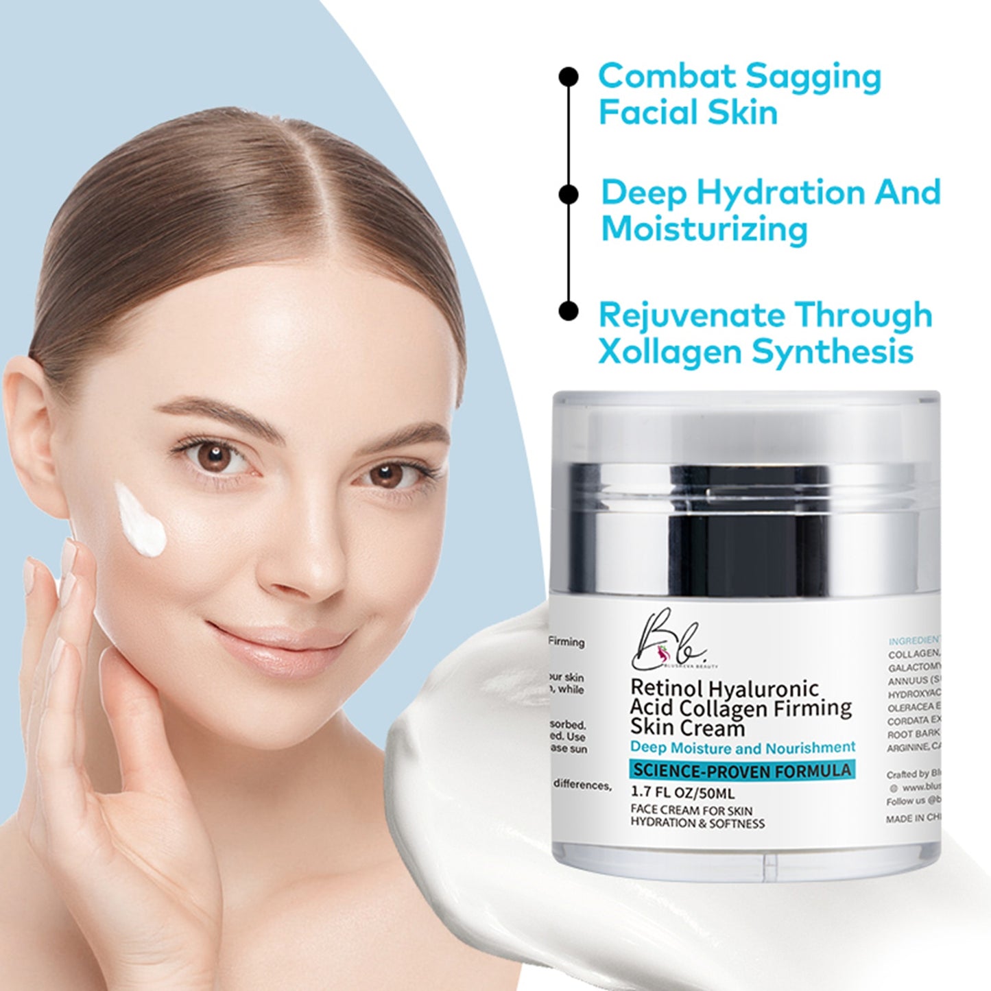 Retinol Hyaluronic Acid Collagen Firming Skin Cream – Anti-Aging, Deep Hydration, and Skin Tightening – 50ml